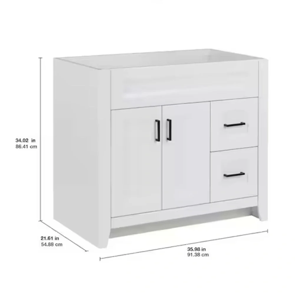 Sleek White Vanity with Black Handles